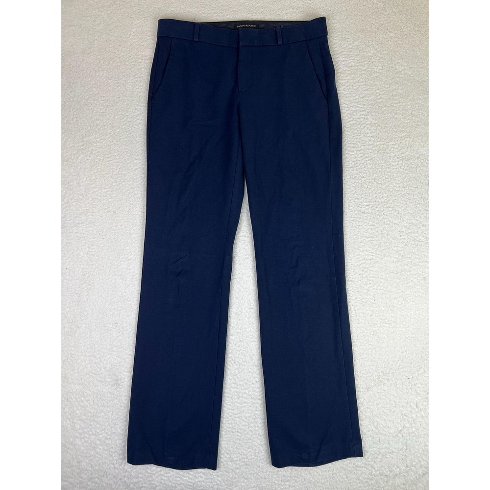Banana Republic Womens 4 Navy Blue Straight Leg Stretch Twill Dress Pants 875160